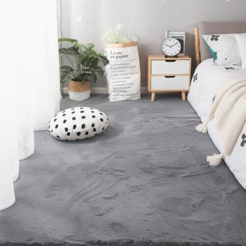 Modern Home Decor Faux Rabbit Fur Carpet Living Room Soft Fluffy Plush Rugs Children Bedroom Mat Non-slip Faux Fur Carpet Gray