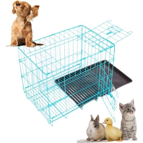 Pet Product Folding Metal Dog Double Door Home Puppy Cage Large Black Non-Chew Tray Foldable Fence Cat Playpen Training Gate