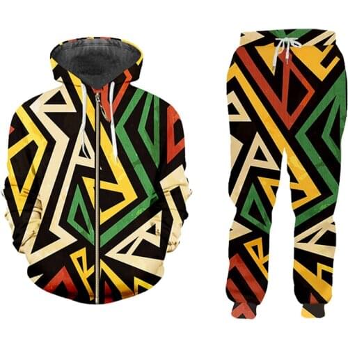 UJWI Striped Colorful Geometry Women 3D Jogger Pants Sweatshirt Tracksuit Sweatpants Hoody Cashew Floral Streewear Two Piece Set