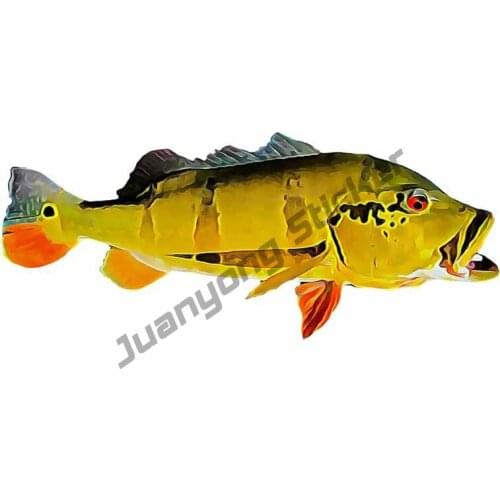 Peacock Bass Fishing Waterproof Car Sticker Window Laptop Camper Rear Windshield Vinyl Decal Scratch-proof Decoration PVC13x6cm