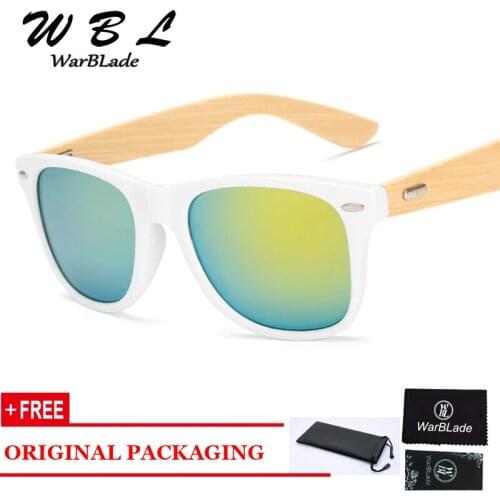 WarBLade 16 Colors Bamboo Sunglasses Men Wooden Sunglasses Women Brand Designer Mirror Original Wood Sun Glasses Retro 2019