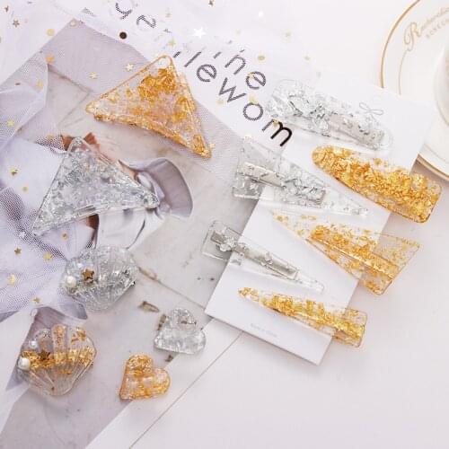 New Arrival Women Girls Geometric Barrettes Heart-shaped Hair Claws Acrylic Shell Triangle Hair Clips Headwear Hair Ornaments