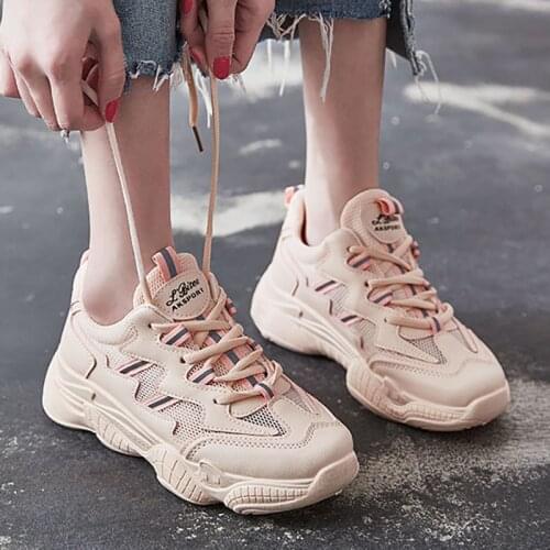 2021 Tennis Shoes for Women Breathable Mesh Soft Thick Bottom White Sneakers Fitness Sports Trainers Tenis Feminino Basket Femme