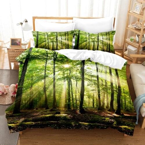 Tree Bedding Set Single Twin Full Queen King Size Mountain Scenery Bed Set Childrens Kid Bedroom Duvetcover Sets 008