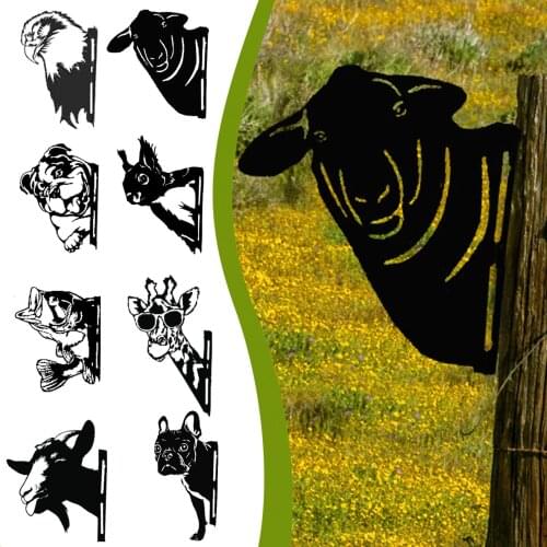 Farm Peeping Animals Horse Cattle Metal Yard Art Outdoor Outdoor Garden Sculpture Gifts Exquisite Fence Lawn Ornament Pendant