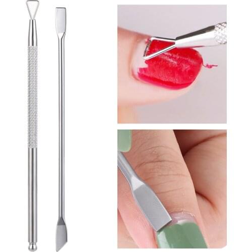 1/2Pcs Stainless Steel Dual-ended UV Gel Nail Polish Remover Pusher Triangle Stick Rod Set Manicure Accessories Cleaner Tools