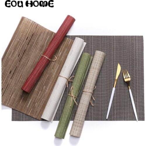 1Pc/4Pcs Pvc Bamboo Knot Shape Mats Pads Western Food Mat Non-slip Heat Insulation Coaster Hotel Tableware Mat Cup Plate Pads