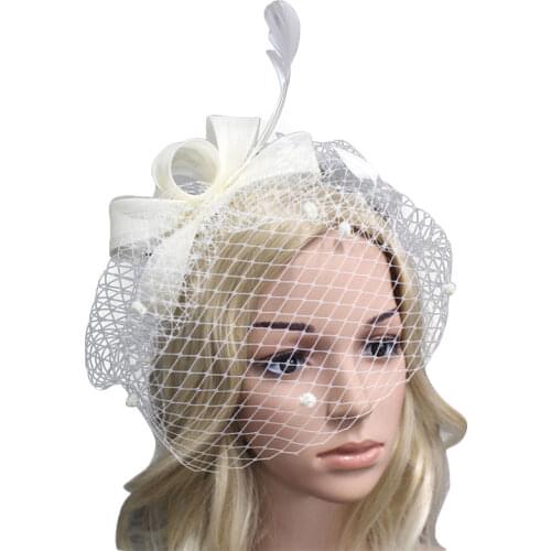 Bride Veil Hat Fascinators Clip Feather Ladies Day Races Wedding Party Bridal Mesh Tiara Bride Hair Accessories Hair Jewelry