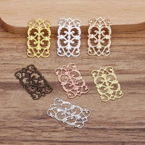 100 PCS 15x25mm Metal Brass Filigree Connectors Copper Sheet DIY Handmade Accessories For Jewelry Making