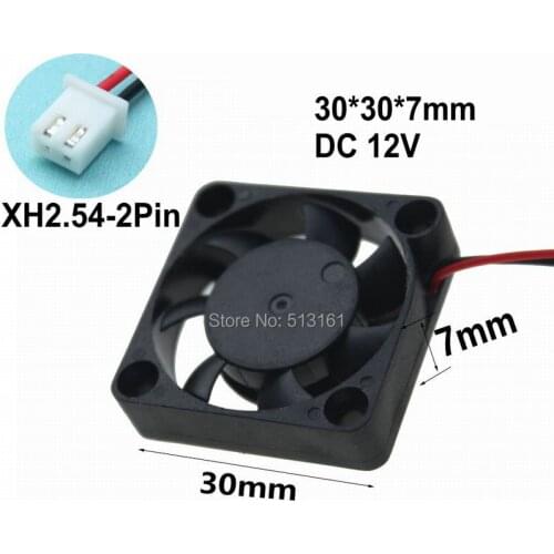 100pcs/lot Gdstime DC 12V 2P Electric Cooling Fan 3cm 3007 30*30x7mm Cooler Radiator 12V fan