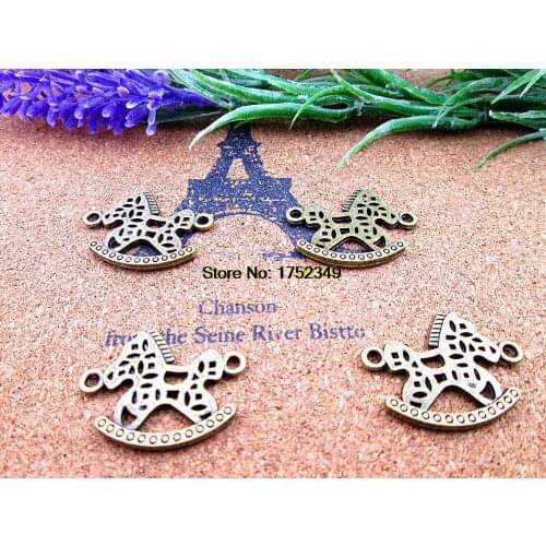 12pcs 28*22mm Antique bronze mini hollow Rocking horsecharms pendants Jewelry Making Findings