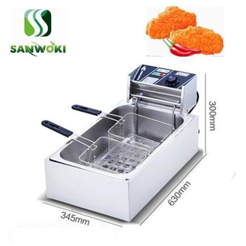12L Electric Single Tank potato chips frying machine stainless steel chips deep fryer with frying basket French Fries Machine