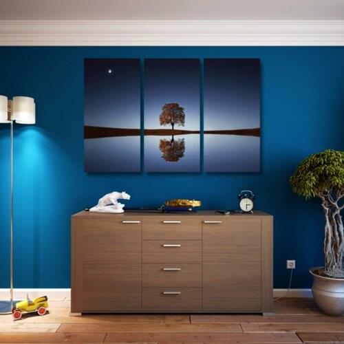 3 Pcs Old tree reflection in the night sky Painting Modern Home Decoration Living Room Bedroom Wall Decor Picture