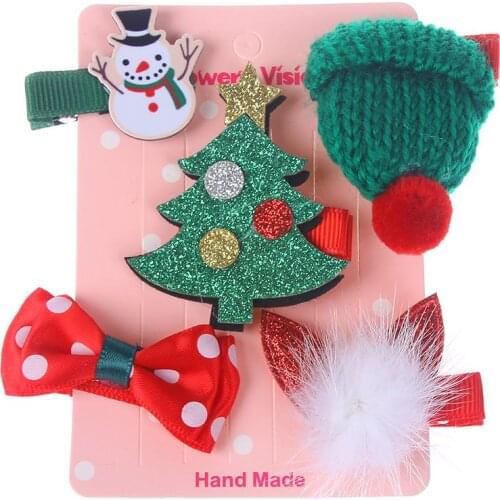 5pcs/set Children Hair Clips Christmas Girl Crown Tiara Hairpin Hairclips Womens Headwear Hair Accessories
