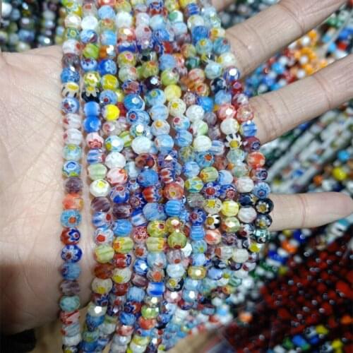 6mm 8mm Faceted Handmade Lampwork Beads Multiple Patterns Round Loose Lampwork Beads For DIY Jewelry Making Accessories 16