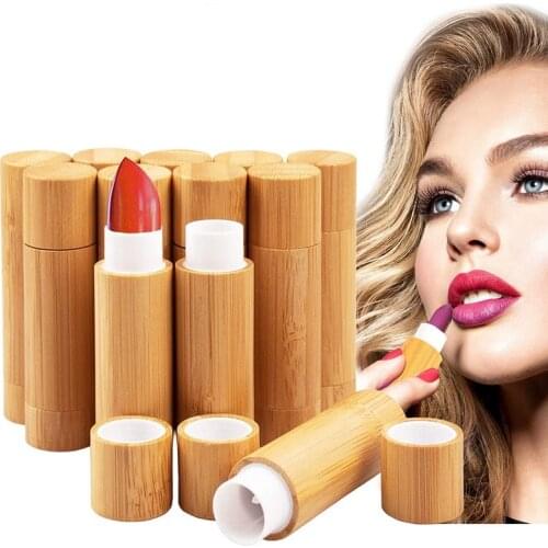 12Pcs Bamboo Empty Lipstick Tubes, 5.5g Refillable DIY Lip Balm Tube Containers Cosmetic Lip Gloss Deodorant Case Holder