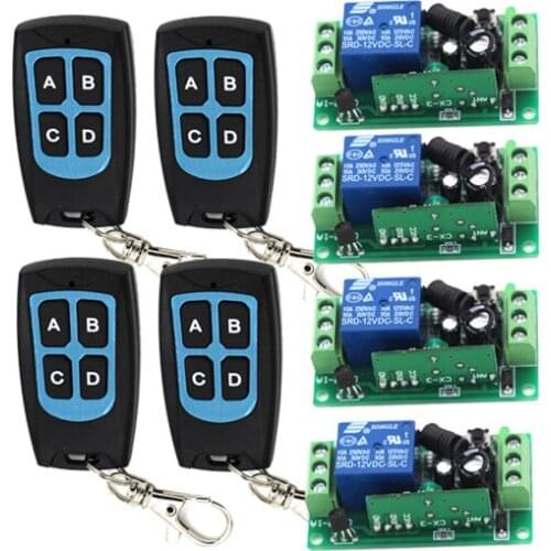 Wireless Switch System Water-proof Remote Controller 4 Receiver & 4Transmitter 315/433mhz Learning Code Output is Adjustable