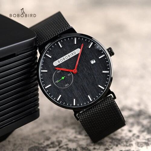 BOBO BIRD 2021 Men Watches Top Brand Luxury Quartz Auto Date Wristwatch Stainless Steel Strap For Man Valentines Day Gift
