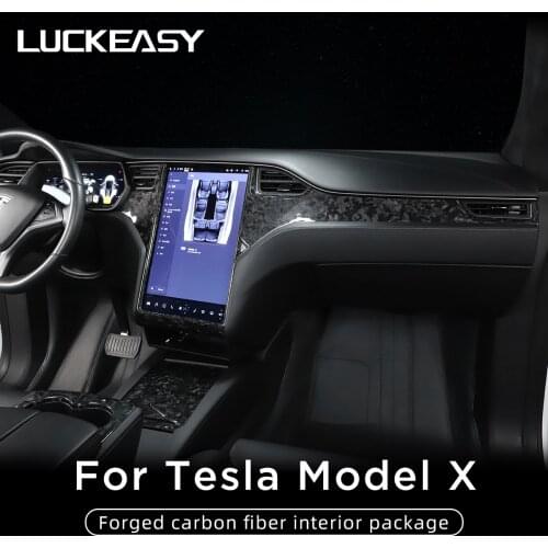 LUCKEASY For Tesla ModelX car Central control panel/armrest box /steering wheel/air conditioning outlet carbonfiber patch FG