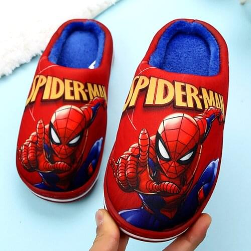 Childrens Slippers Anime Cotton Winter Warm Plush Fur Household Shoes Baby Boys Children Indoor Non-slip Childrens Shoes