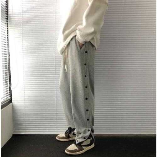 Mens Casual Sweatpants New Straight Male Button Elastic Waist Loose HipHop Trousers Boys Joggers Pants Jogger Men Bottoms