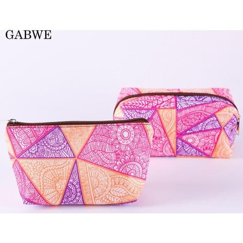 GABWE Cute Aztec Makeup Bags with Multicolor Pattern Mandala Cosmetic Case Pouch for Travel Women Organizer Storage Toiletry Bag