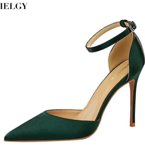 IELGY Mouth Thin Black Shallow Sexy Pointed shoes High heel Fashion Simple Womens sandals