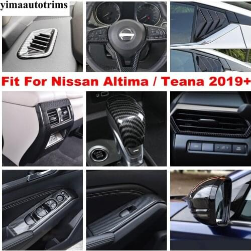Carbon Fiber Look Steering Wheel / Rear Window Triangle Shutter Cover Trim ABS Accessories For Nissan Altima / Teana 2019 - 2021