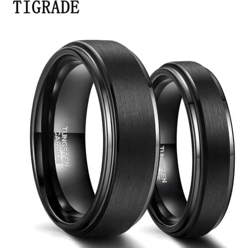 2pcs/Lot 6mm&8mm Black Tungsten Lover Rings Women Ever Us Ring Men Wedding Engagement Couple Ring anillo tungsteno pareja boda