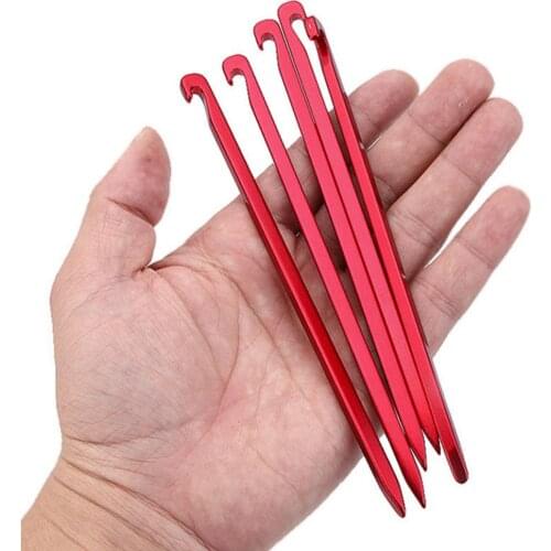 5Pcs Outdoor Hiking Camping Aluminum Alloy Tent Peg Stake Portable Quadrate Nail