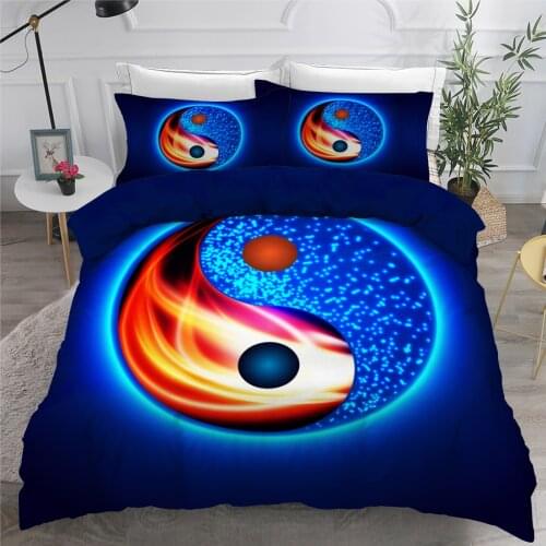 3D Duvet Cover Sets Quilt Covers Comforter Case Bedding Set King Queen Twin Double Single Size Bed Linens Yin Ying 140x210cm