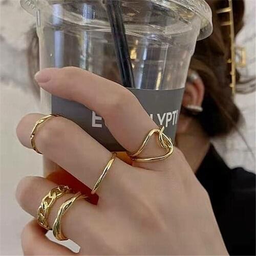 Irregular Opening Ring Set Female Fashion Personality Design Simple And Versatile Retro Elegant Temperament Ring