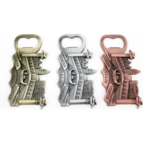 Alloy Creative Beer Bottle Opener Italy Tourist Travel Souvenir 3D Metal Fridge ITALIA VENEAIA Magnet Craft Party Accessory