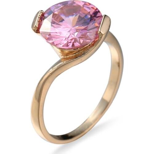 KUCAI Gold Color Classic Simple Sparkling Solitaire Aneis Feminino 1ct CZ Wedding Rings KCJZ067