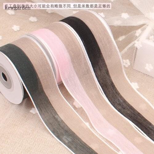 Kewgarden 1-1/2" 1" Two Colors Linen Satin Ribbons Handmade Tape DIY Bowknot Ribbon Garment Accessories Riband 5m /Lot