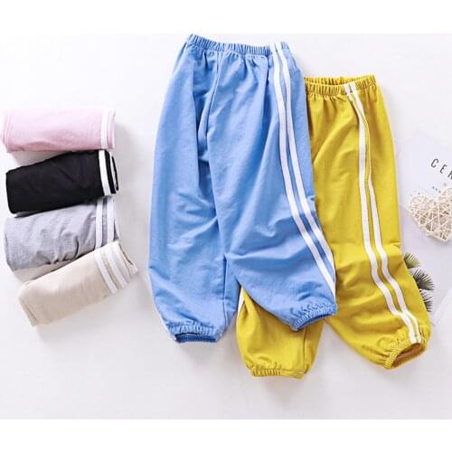 2021 Summer Children Thin Breathable Bloomers Pants for Girl Anti-mosquito Solid Teenage Girls Clothing Boy Loose Sweatpants