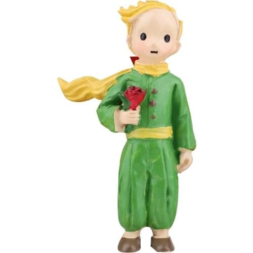 Resin Little Prince Model Standing Rose Craft Fairy Cute Figurines Kids Toys Children Doll Wedding Home Decor Cartoon Figures