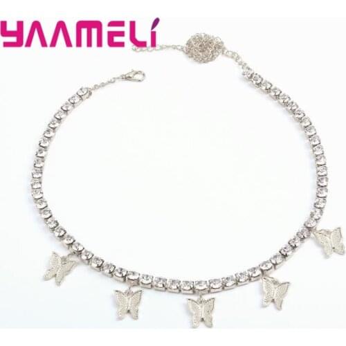Fashion Cubic Zircon Tennis Chain Rhinestone Butterfly Necklaces For Women Choker Collares Hip Hop Fine Jewelry