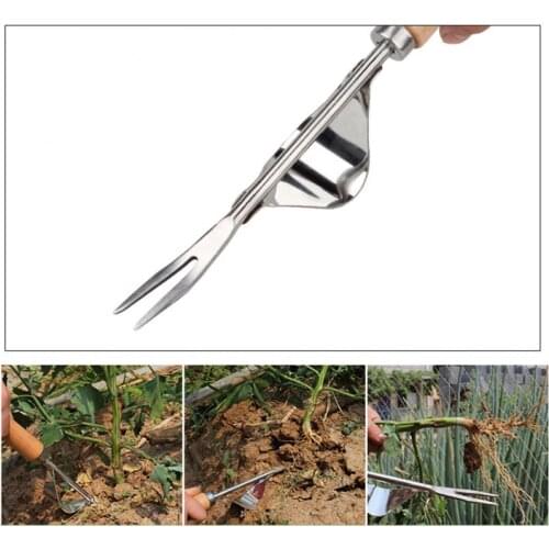 2021 NEW Wood Forked Stainless Steel Garden Trimming Weeder Hand Weeding Removal Cutter Dandelion Puller Tools Hand Weeder