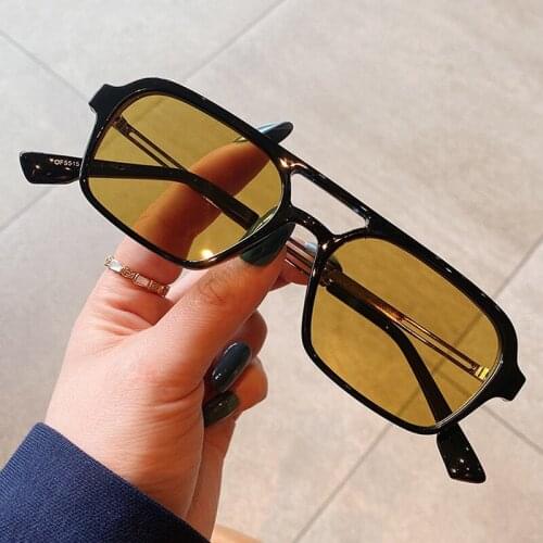 2021 New Luxury Brand Small Square Pilot Sunglasses For Men Vintage Black Yellow Graident Sun Glasese Women Elegant Clear Shades