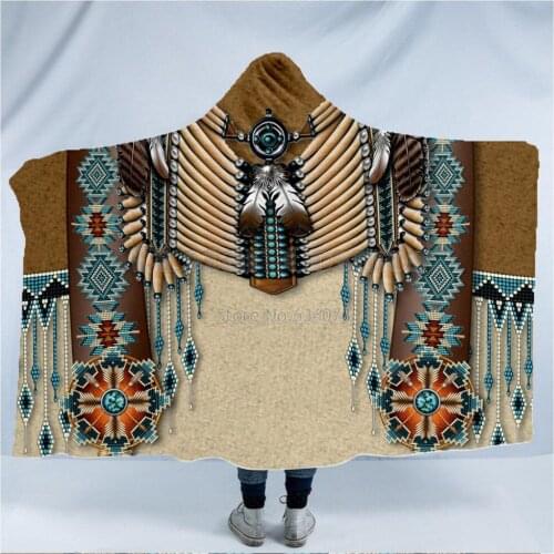 Plstar Cosmos Bear Totem/Native Indian Hooded Blanket 3D full print Wearable Blanket Adults men women style-9