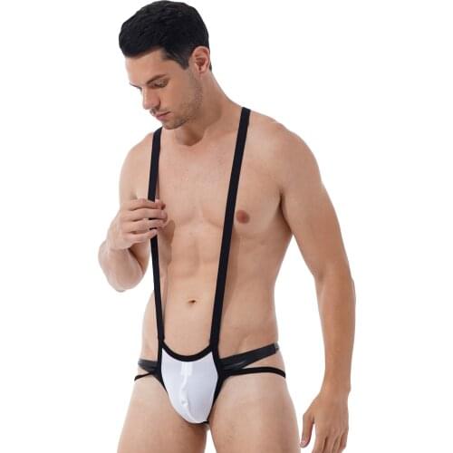 Sleepwear Men Underwear Sexy Breathable Bulge Pouch Jockstrap Wrestling Singlet Leotard Hollow Out Fishnet Patchwork Bodysuit