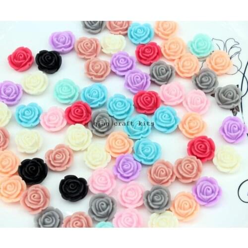 300pcs 14mm Matt Resin Rose Flowers Flat Backs in Assorted Colors Flat Back Cabochon Mix Color Cabs