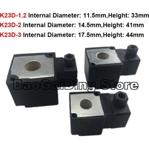 Pneumatic Part K.Q Solenoid Valve Coil K23D-1.2,K23D-2,K23D-3 Pilot Head Coil AC220V DC24V ID:11.5/14.5/17.5mm Height:33/41/44mm