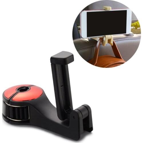Car Headrest Hook & Phone Holder Seat Back Hanger for Rear Seat Cradle Clips Hanging Bracket Mobile Phone Tablet Watching Stand
