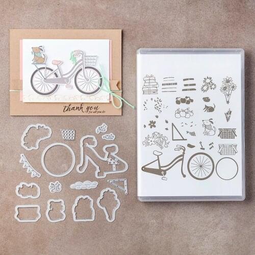 Holiday bike Metal cutting dies and stamps For Scrapbooking Embossing Decorative Crafts DIY Paper Cards Stamp and DIES