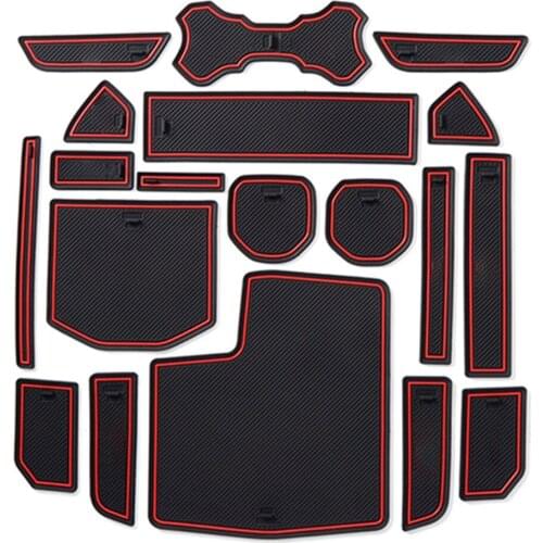 Anti-Slip Gate Slot Mat Rubber Cup Mats for JEEP Wrangler JL 2018 2019 2020 Sport S Sahara Rubicon Accessories Car Stickers19Pcs
