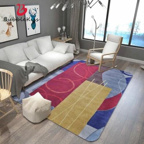 Bubble Kiss 2020 New Abstract Geometric Carpets Colorful Long Stripe Pattern Area Rugs For Living Room Non-Slip Bedside Carpet