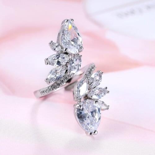 2020 New High Qualtiy AAA Oxidized Cubic Zircon Adjustable Rings For Women Wedding Engagement Luxury Jewelry Gifts Accessories