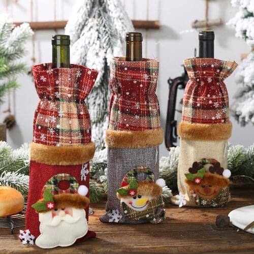 Christmas Decorations for Home Santa Claus Snowman Elk Christmas Wine Bottle Cover longchampagn bags Christmas Gifts